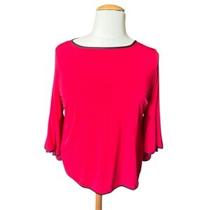 Coco Bianco Red Bell Sleeve Blouse 1X Holiday Leather Bell Sleeve Whimsy Q13